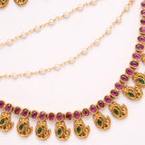 Elegant Emerald Mango Ruby Stone Golden Mattal
