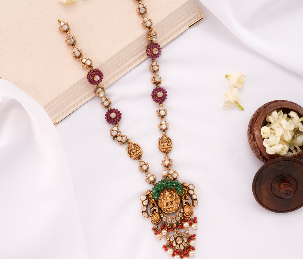 Lakshmi Nagas White Stone Golden Haram