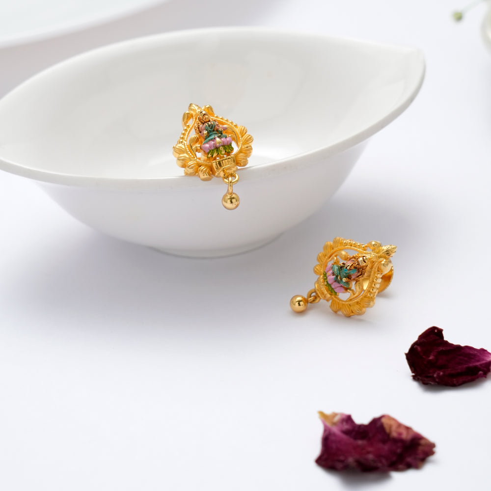 Temple Lakshmi Nagas Golden Drop Earring
