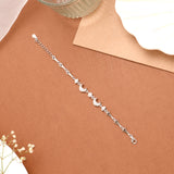 Sparkling Crescent Stone Silver Women’s Bracelet