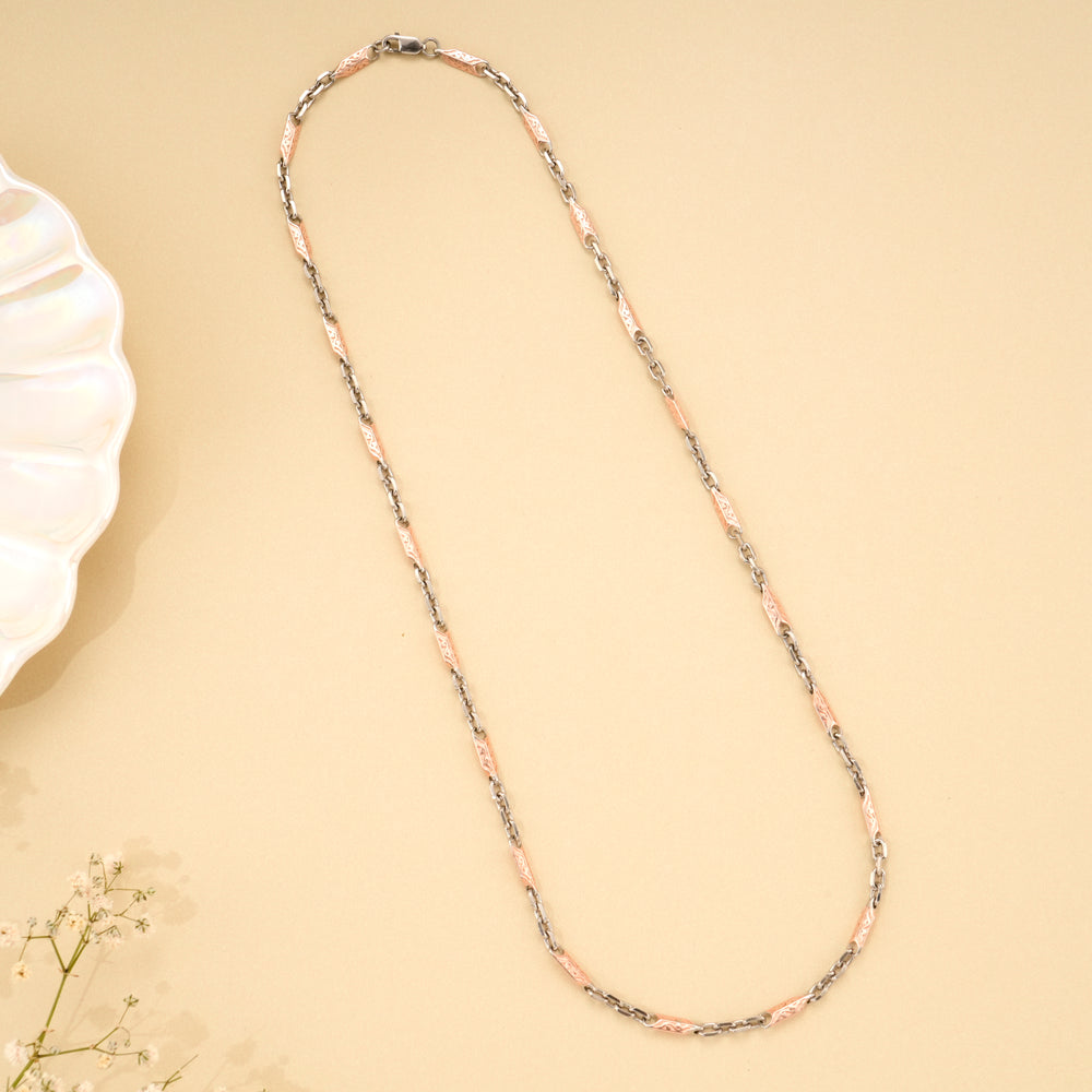 Premium Dual Tone Rose Gold Silver Chain