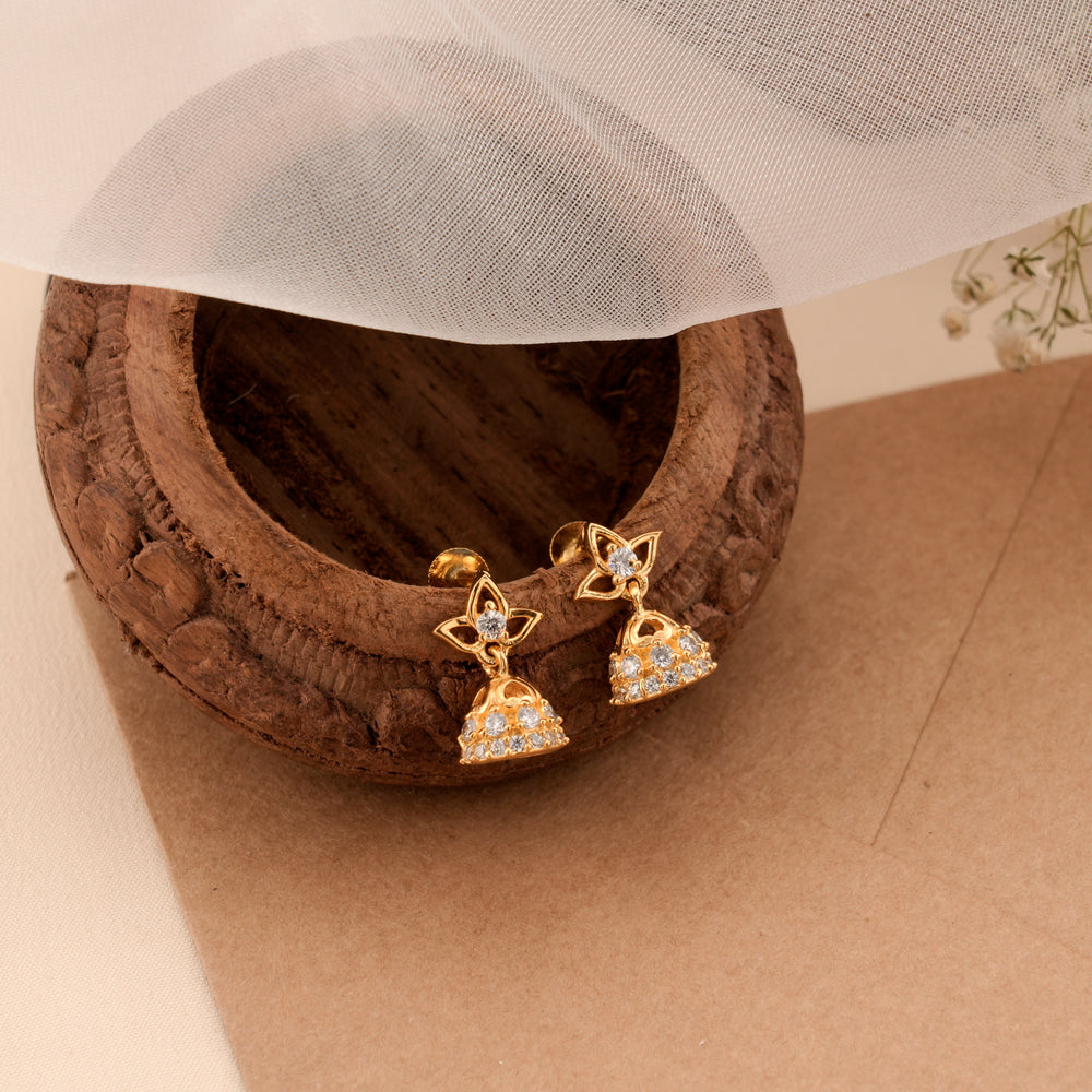 Petal Leaf Finish Silver Golden Jhumkas