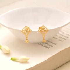 Dangling Charm Geometric Golden Stud
