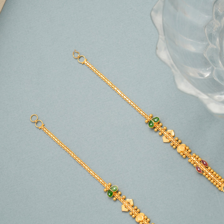 Enamel Finish Leaf Gold Ear Mattal