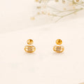 Oval Design White Stone Casting Golden Stud