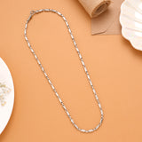 Modern Cylindrical Pattern Silver Men’s Chain