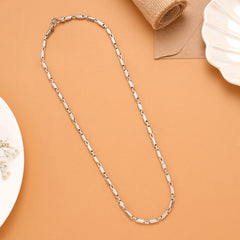 Modern Cylindrical Pattern Silver Men’s Chain