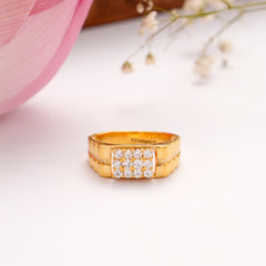 Traditional White Stone Golden Ring