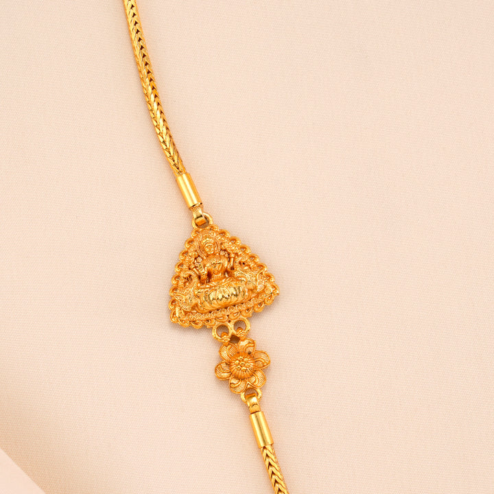 Triangle Shape Silver Lakshmi Mugappu Chain