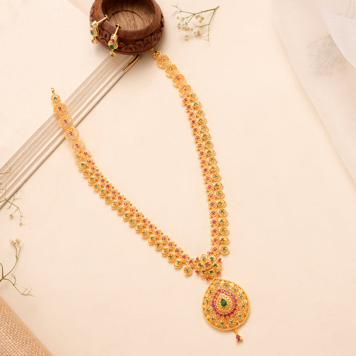 Grand Ruby Emerald Pendant Necklace Set