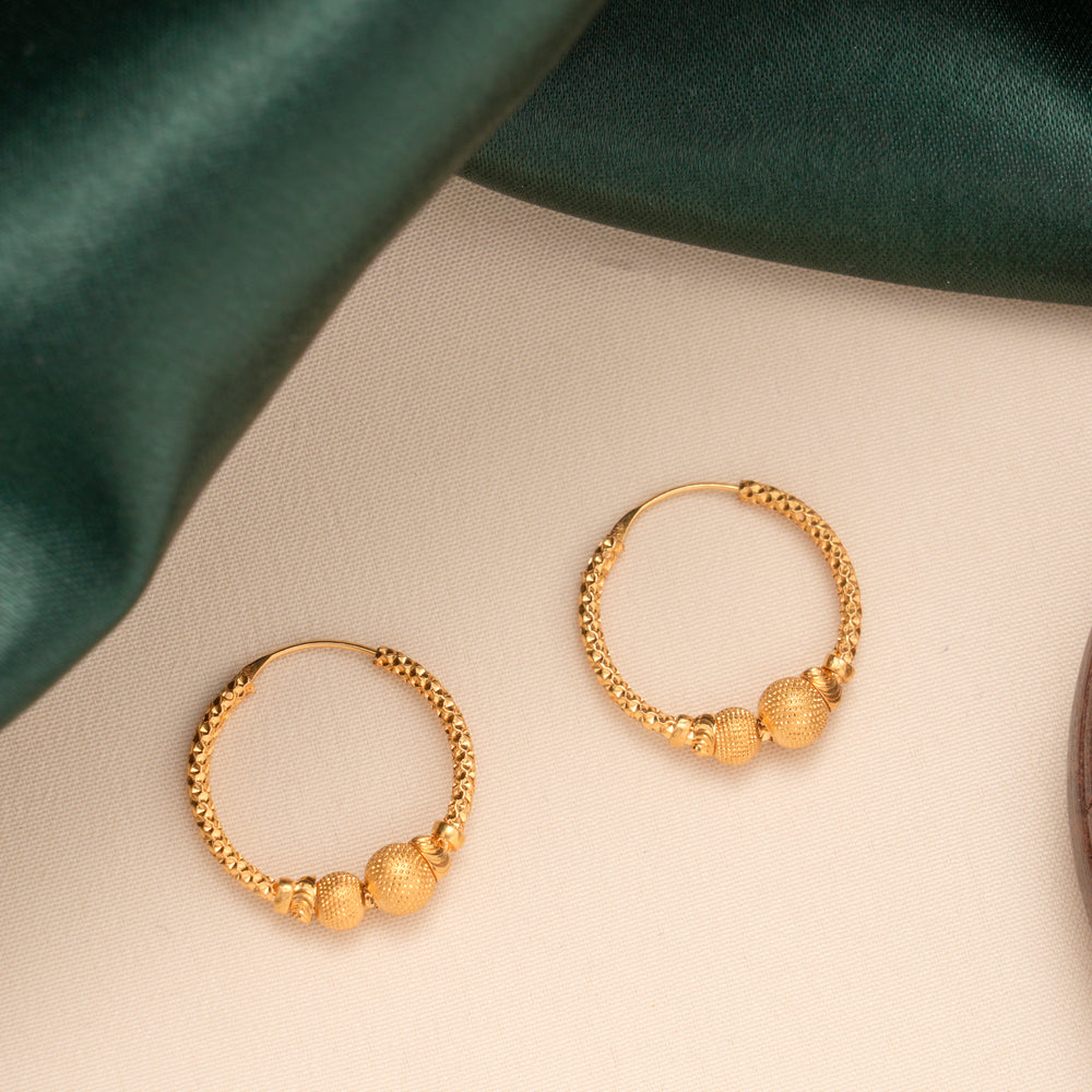 Gold Ball Beaded Hoop Earrings