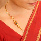 Floral Design Silver Lakshmi Mugappu Chain