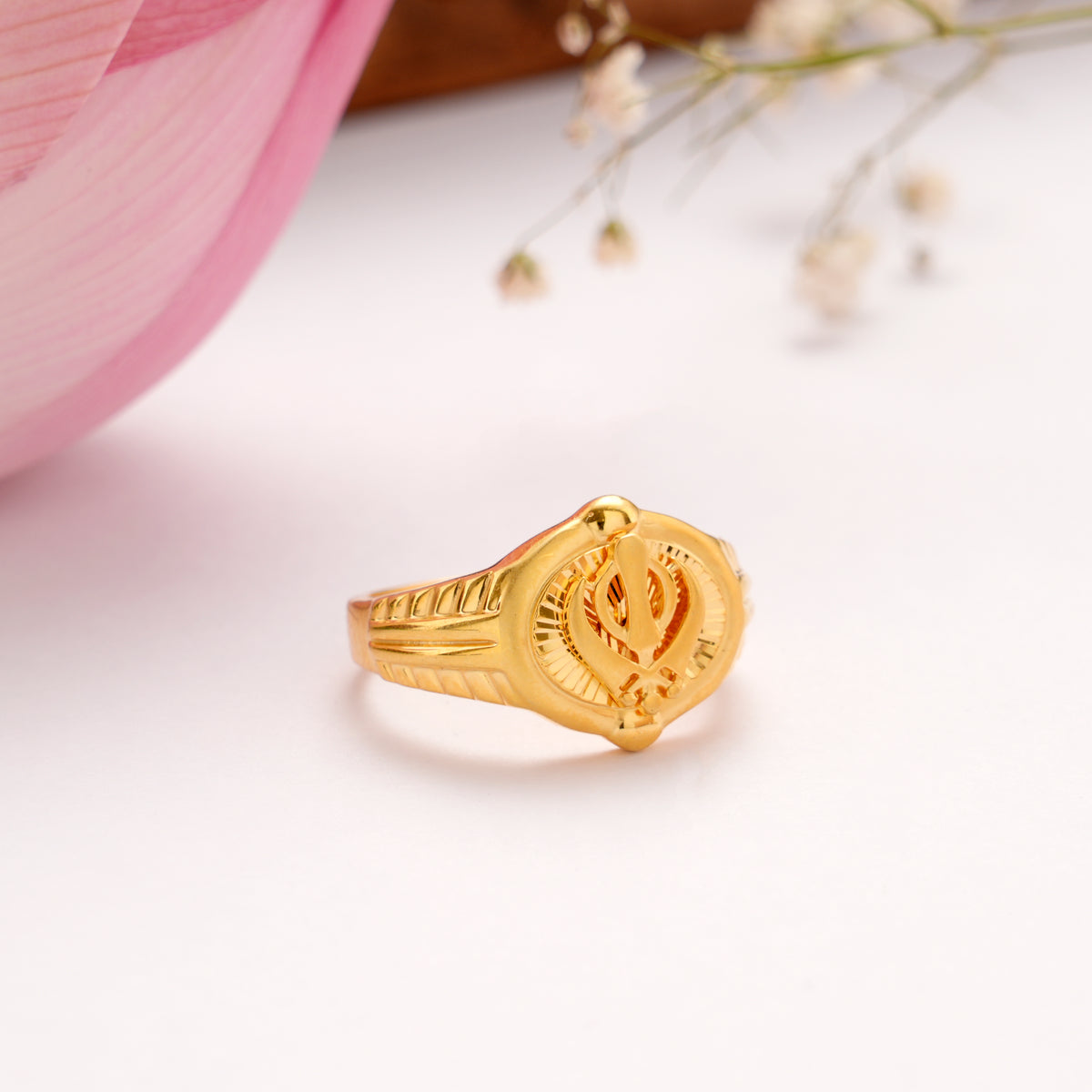 Gold Plated Khanda Silver Ring for Men
