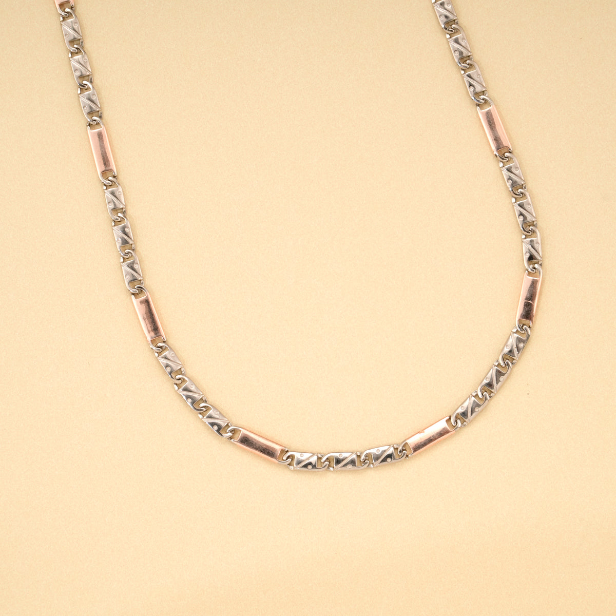 Elegant Bullet Link Rose Gold Silver Chain