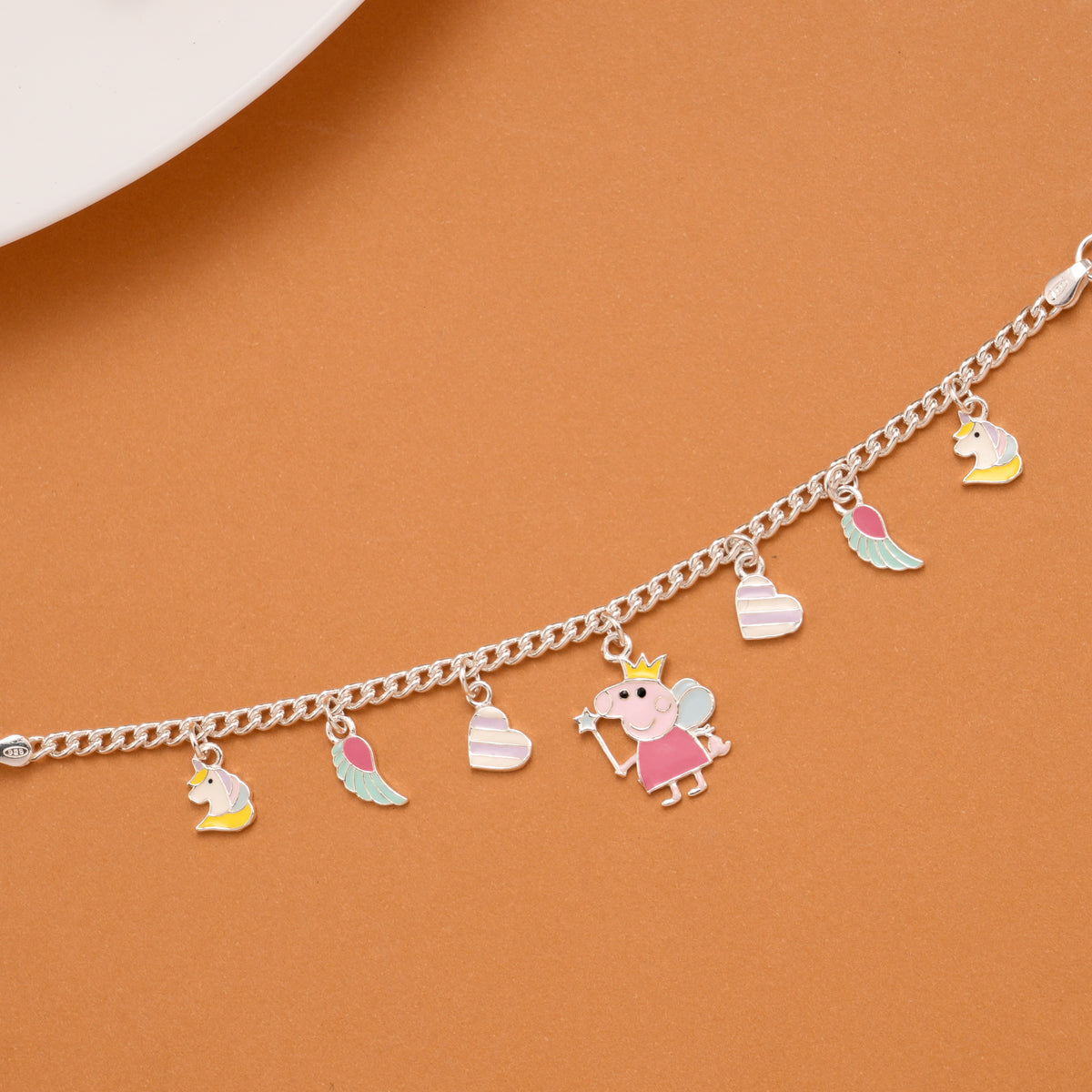 Peppa Pig Enamel Silver Kids Bracelet