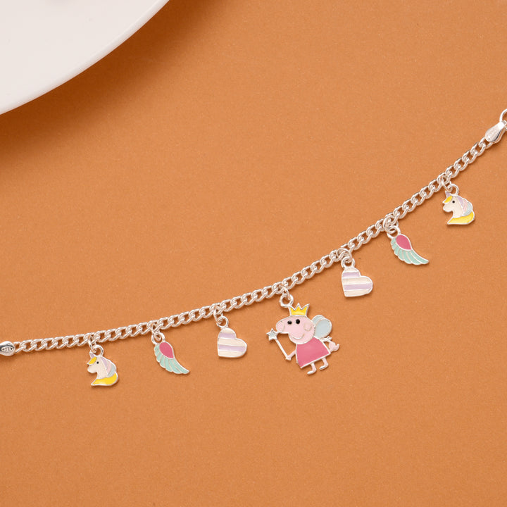 Peppa Pig Enamel Silver Kids Bracelet