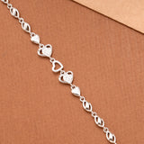 Inner Heart with Leaf Pattern Silver Women’s Bracelet