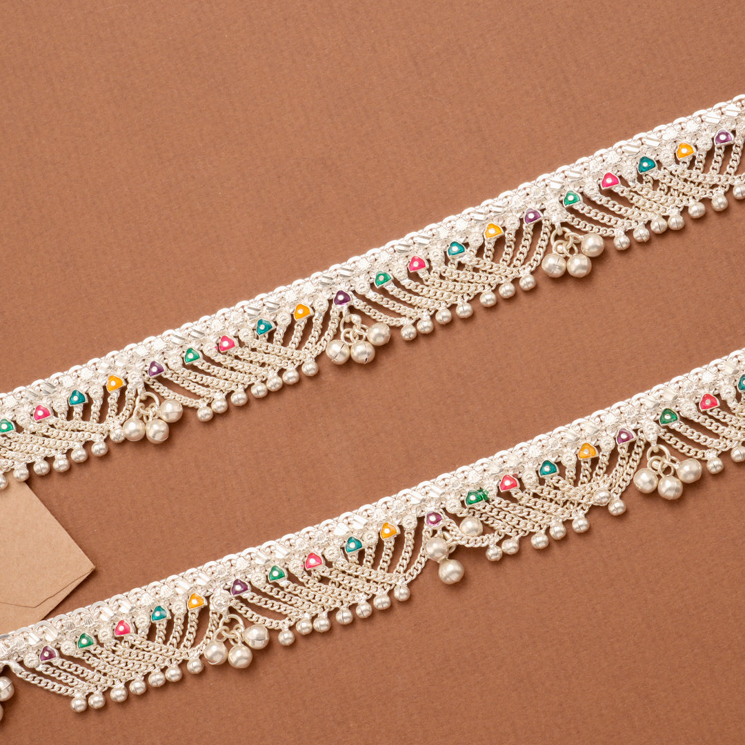 Elegant Layered Chain Silver Anklet