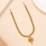 Emerald Ruby Twin Line Silver Necklace Set