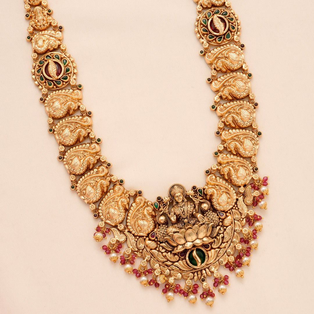 Rose Gold Pearl Drop Lakshmi Haram