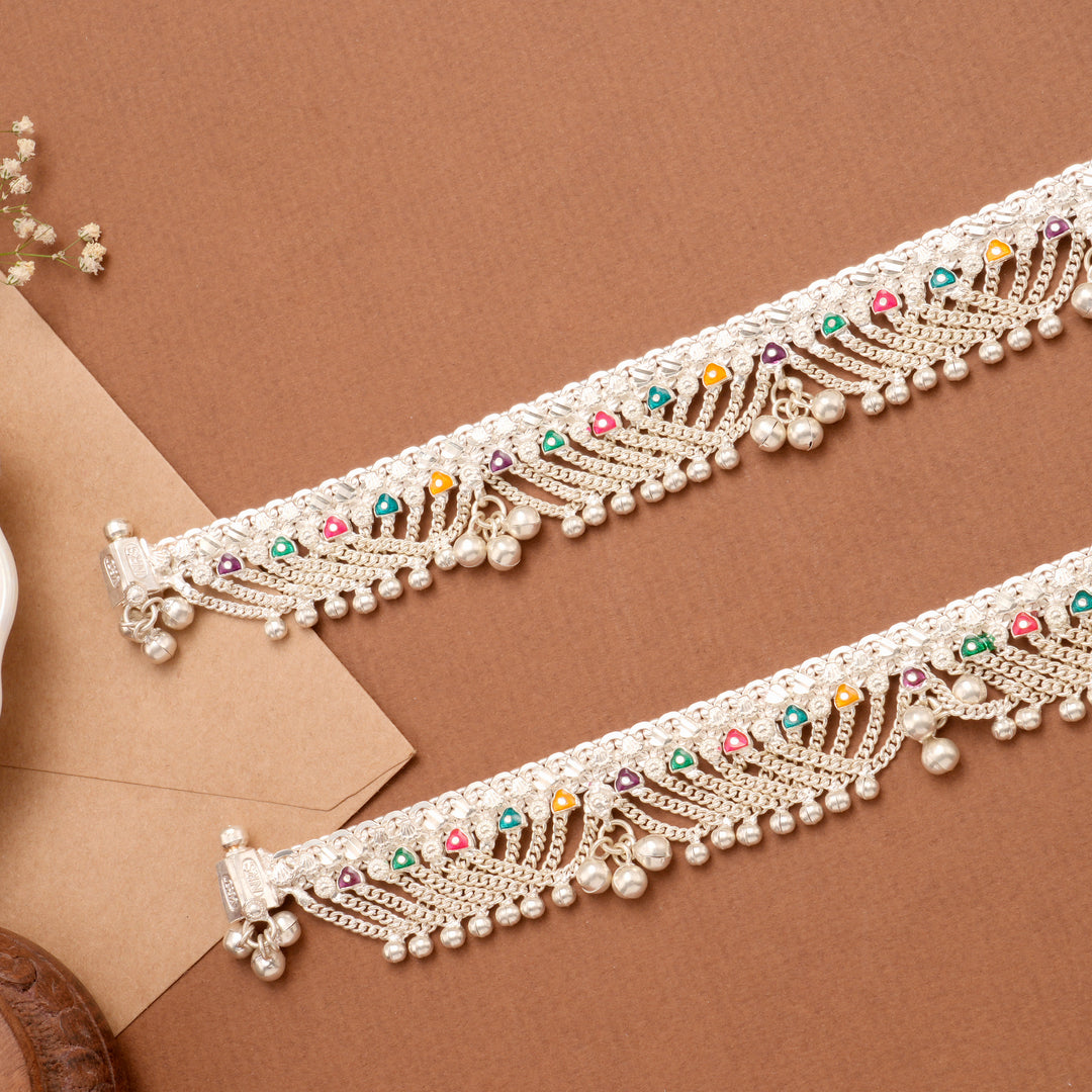 Elegant Layered Chain Silver Anklet