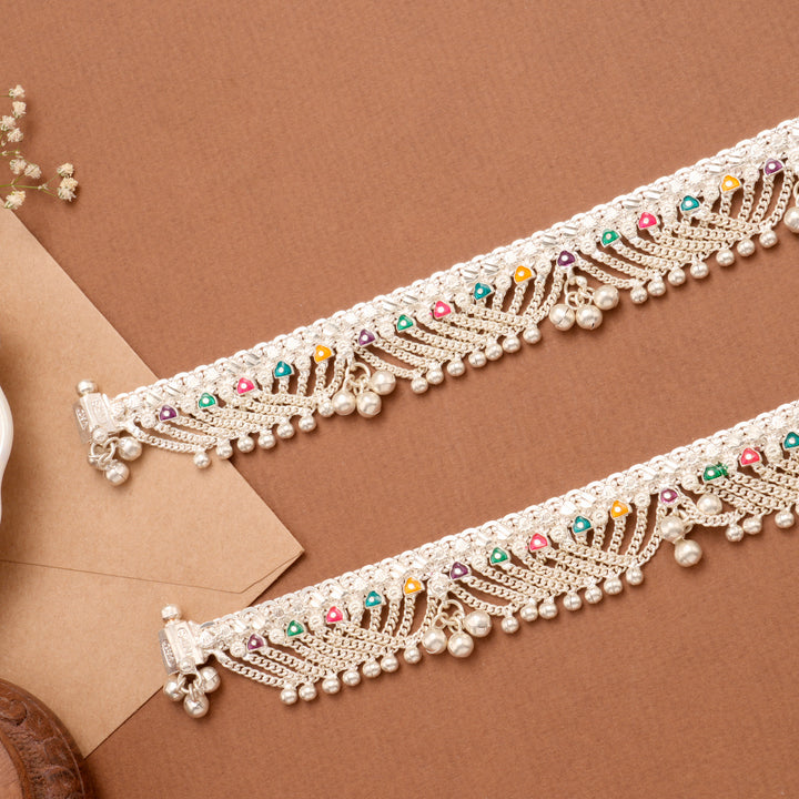 Elegant Layered Chain Silver Anklet