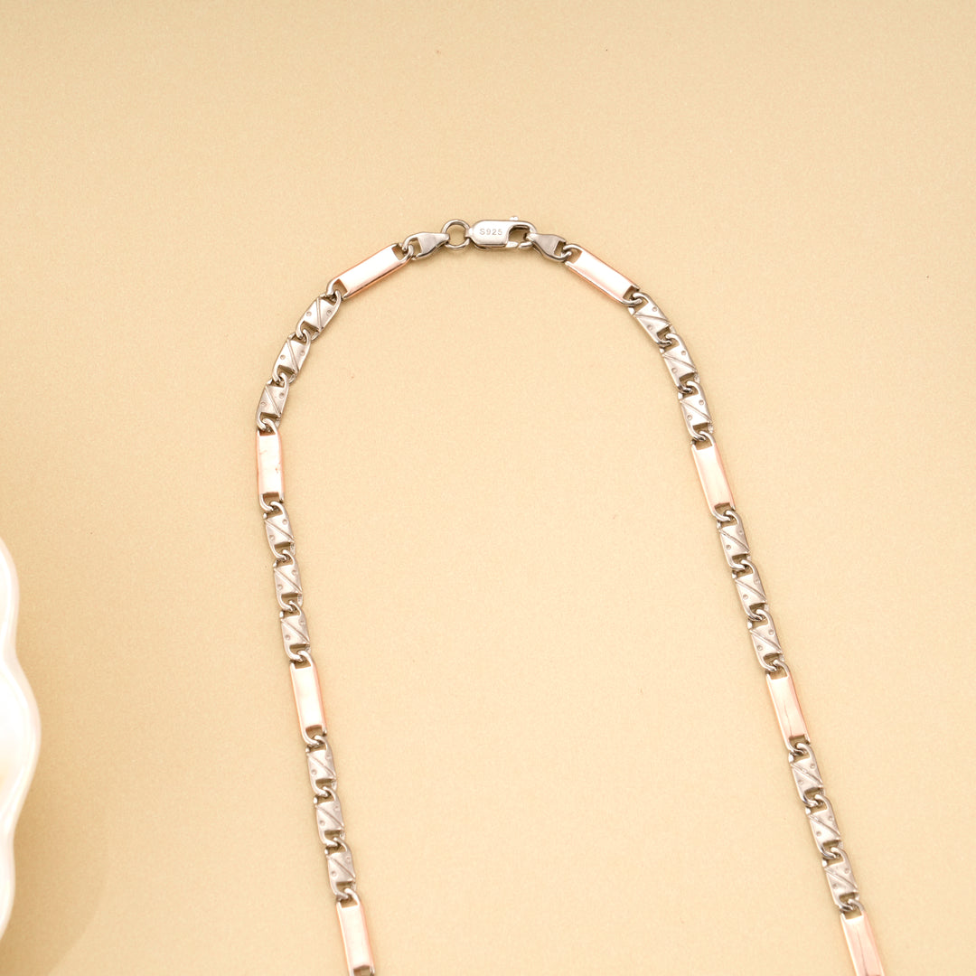 Elegant Bullet Link Rose Gold Silver Chain