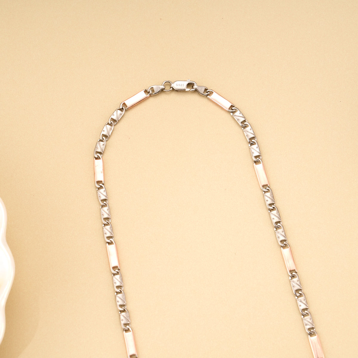 Elegant Bullet Link Rose Gold Silver Chain