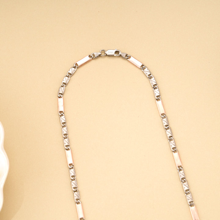 Elegant Bullet Link Rose Gold Silver Chain