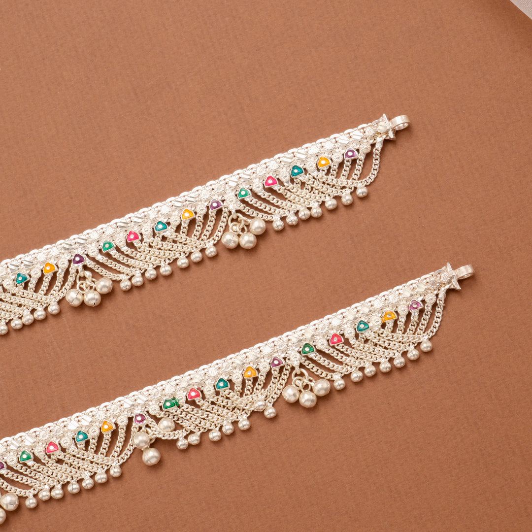 Elegant Layered Chain Silver Anklet