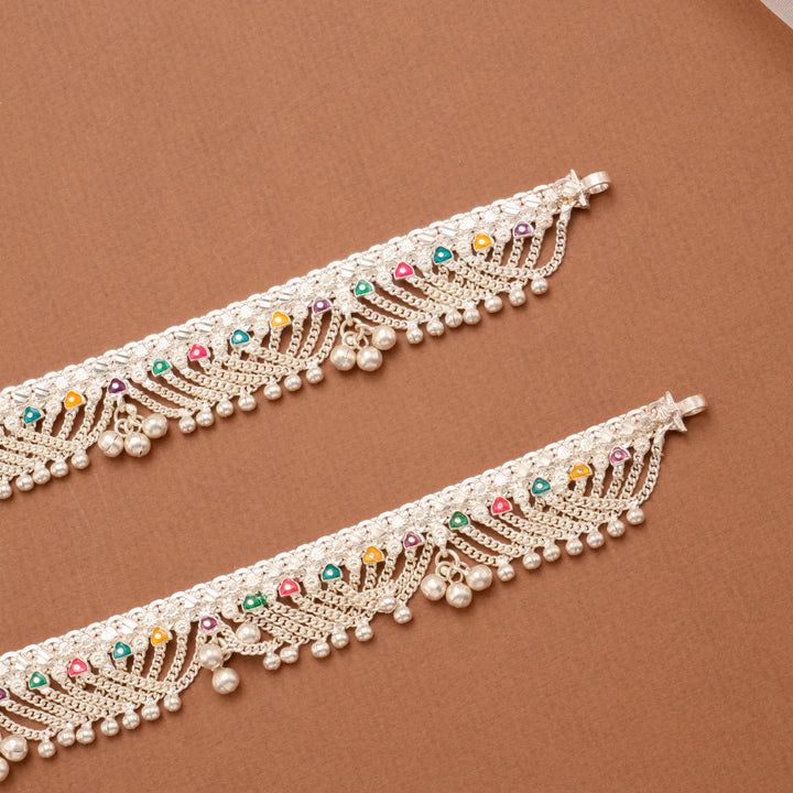 Elegant Layered Chain Silver Anklet