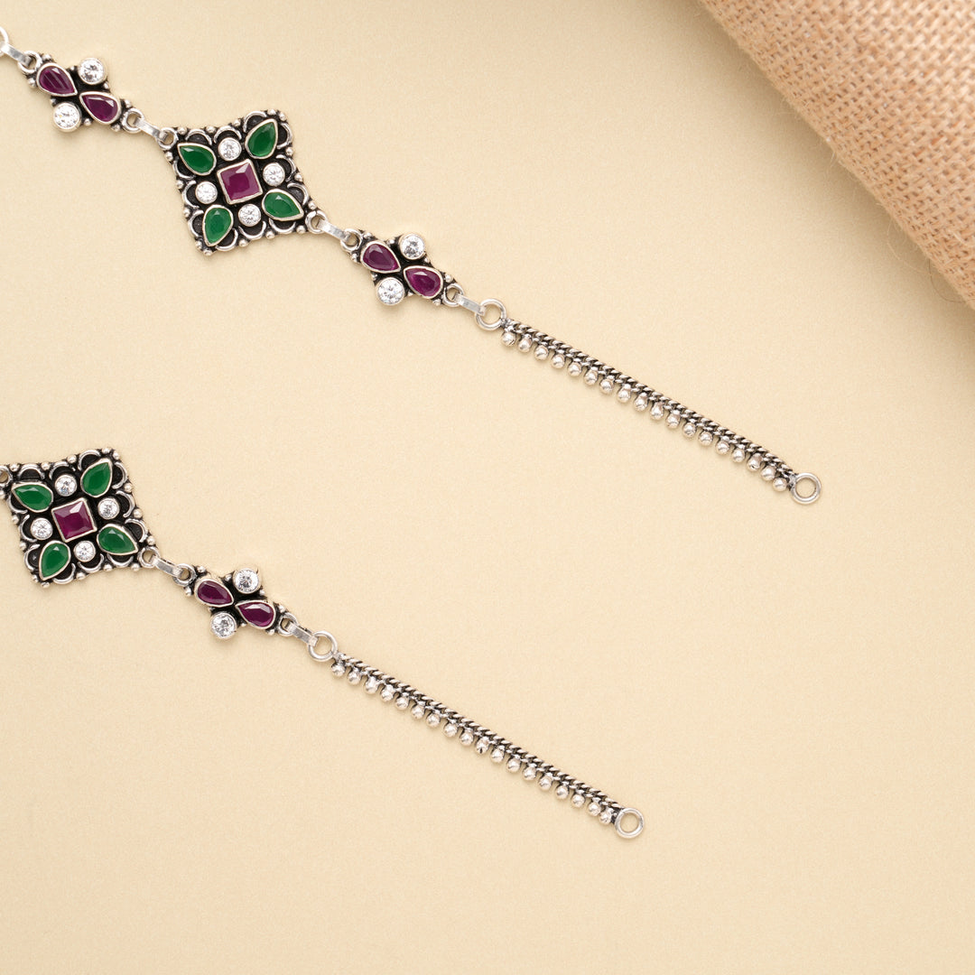 Antique Square Motif Silver Anklet