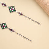 Antique Square Motif Silver Anklet