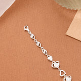 Inner Heart with Leaf Pattern Silver Women’s Bracelet