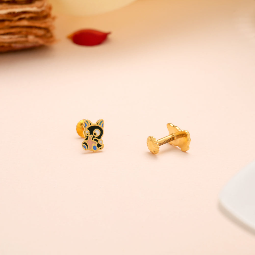 Beautiful Gold Enamel Animal Stud