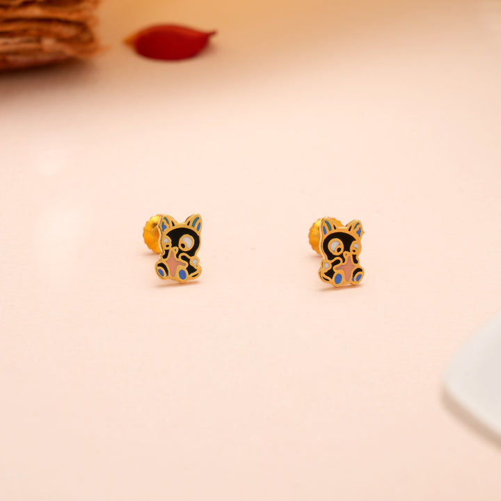 Beautiful Gold Enamel Animal Stud