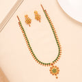 Emerald Ruby Twin Line Silver Necklace Set