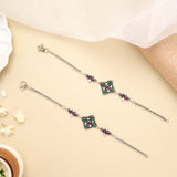 Antique Square Motif Silver Anklet