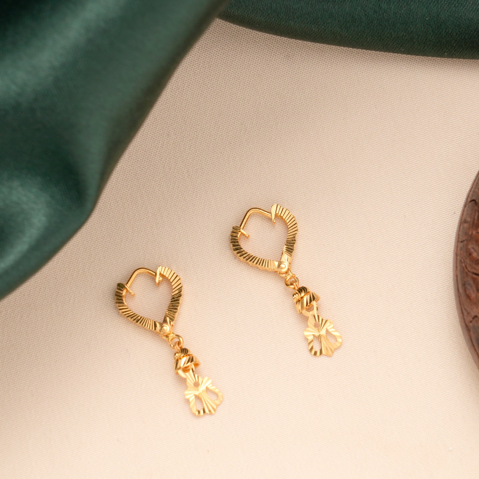 Heart Shape Drop Gold Earrings