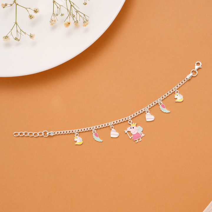 Peppa Pig Enamel Silver Kids Bracelet