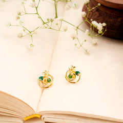 Blossom and Leaf Enamel Golden Stud