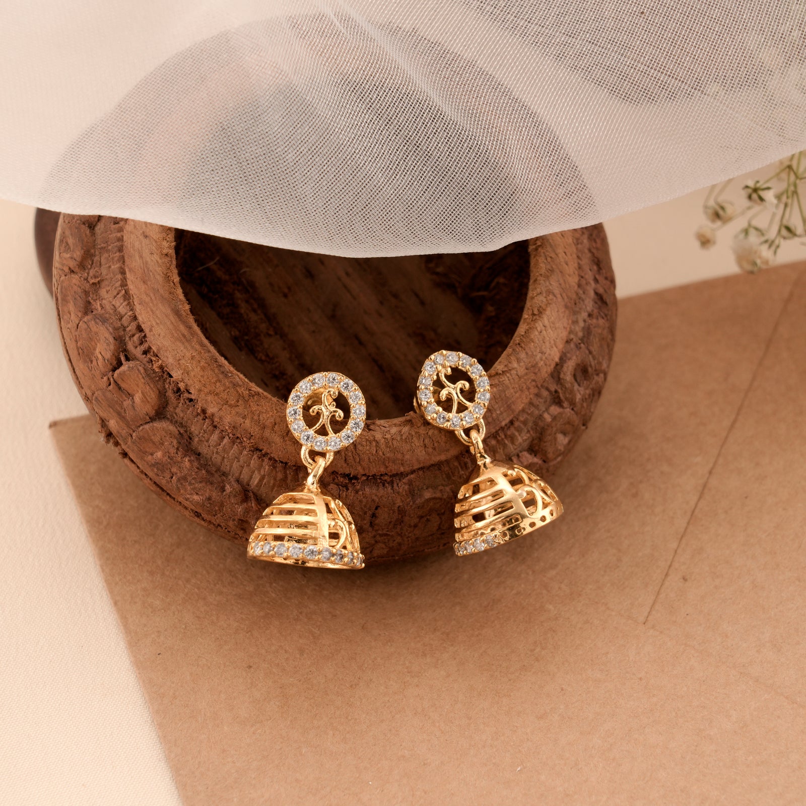 Eternal Blossom Silver Golden Jhumkas