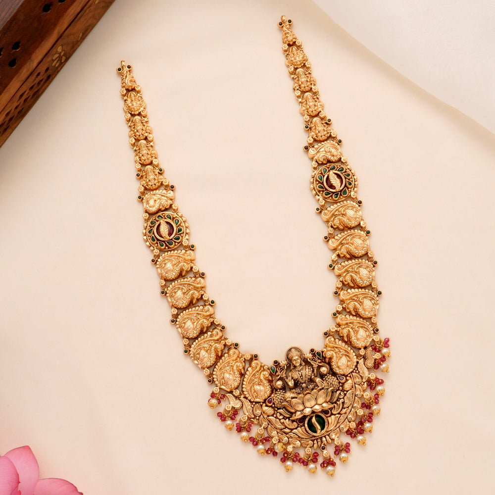 Rose Gold Pearl Drop Lakshmi Haram
