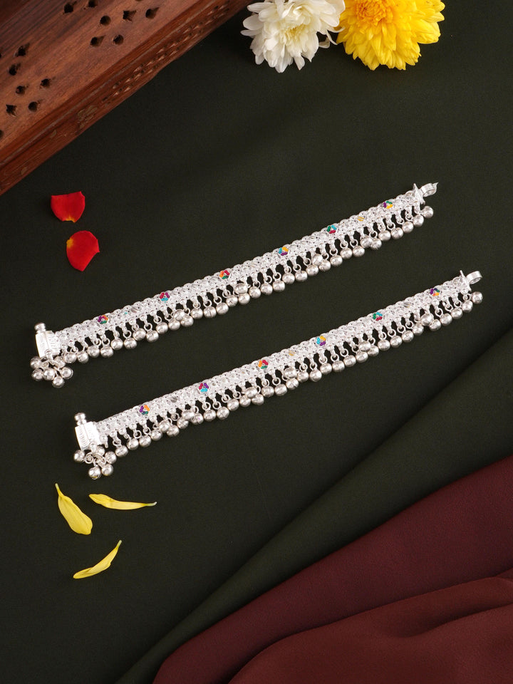 Silver Full Chalangai Single Line Anklet