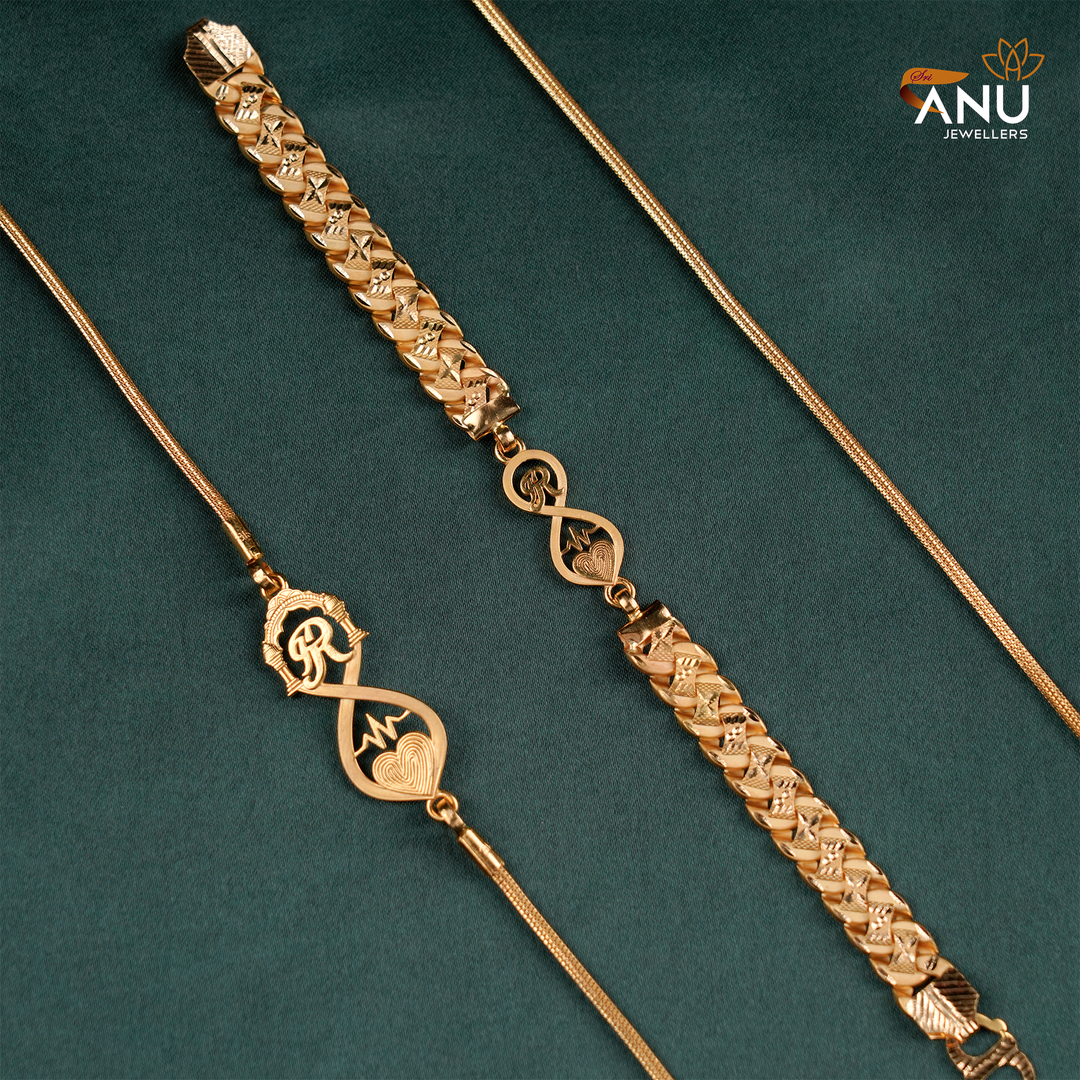 Couples Heart Infinity Mugappu Chain and Bracelet