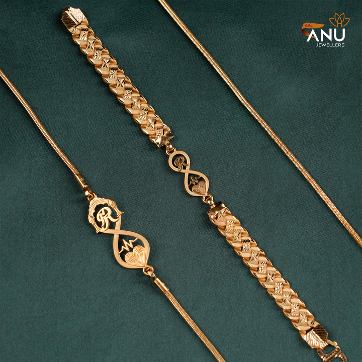 Couples Heart Infinity Mugappu Chain and Bracelet