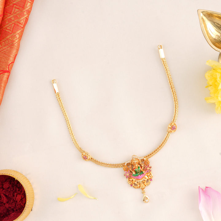 Pink Stones with Goddess Lakshmi Necklace