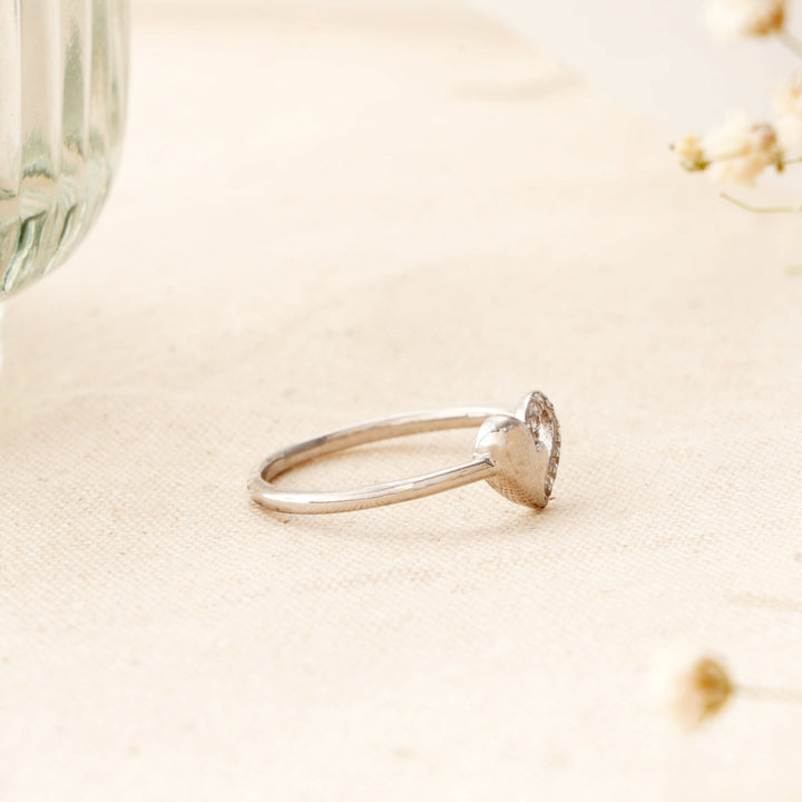 Heart Shape White Stone Ring