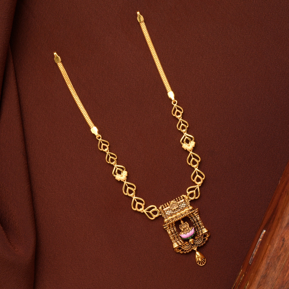 Antique Lakshmi Devi Temple Inspired Gold Necklace