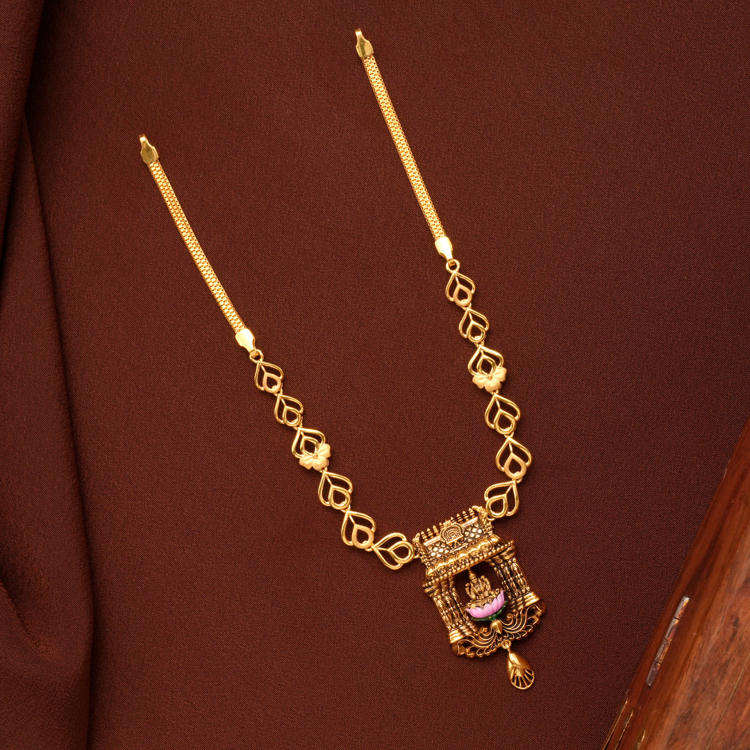 Antique Lakshmi Devi Temple Inspired Gold Necklace